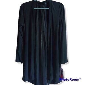 NWT Nina Leonard open front cardigan with sheer panel back size large
